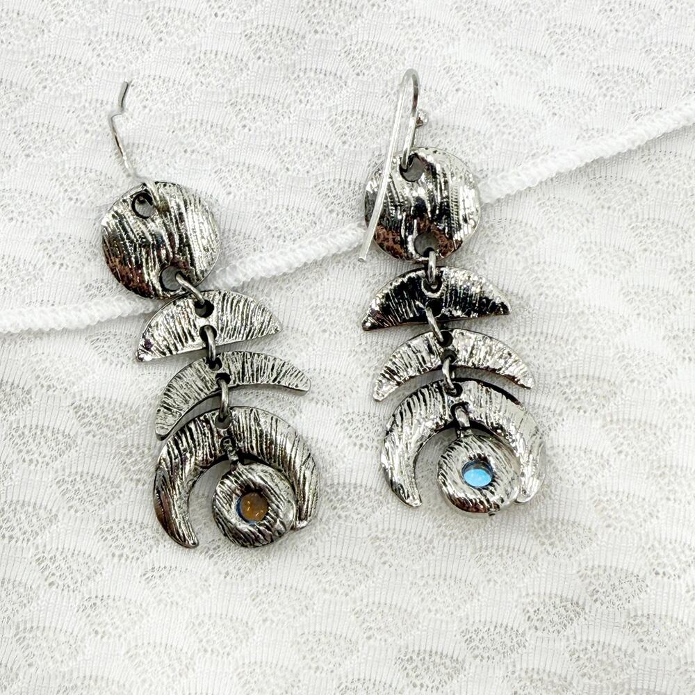 Moon Phase Moonstone Earrings, Celestial Dangle E… - image 3